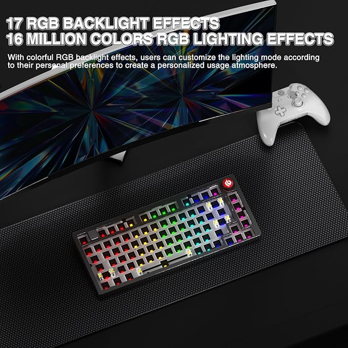 CORBOBO LEOBOG Hi75C Upgraded Wired Mechanical Keyboard Kit – Aluminum Alloy Gasket Mount 75% Barebones DIY Base with Hot Swap, RGB Backlighting & Volume Knob – Enhanced Custom Gaming Keyboard Build