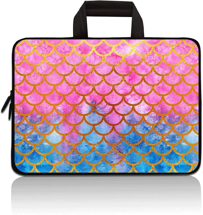 Universal 7-9 inch Kids Tablet Sleeve Case Bag, Shock-Proof Neoprene Zipper Handle Pouch Portable Case Bag Compatible with 7" 8" 8.5" 8.9" 9" Apple iPad mini, Samsung, HP (Mermaid Scale)