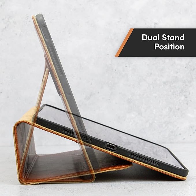Casemade Real Leather Case Compatible with iPad Air 11-inch M4/M3/M2 (2026/2025/2024), iPad Air 5th/4th Generation 10.9'' - Full-Grain Leather Cover, Auto Sleep/Wake, Dual Stand Position (Tan)
