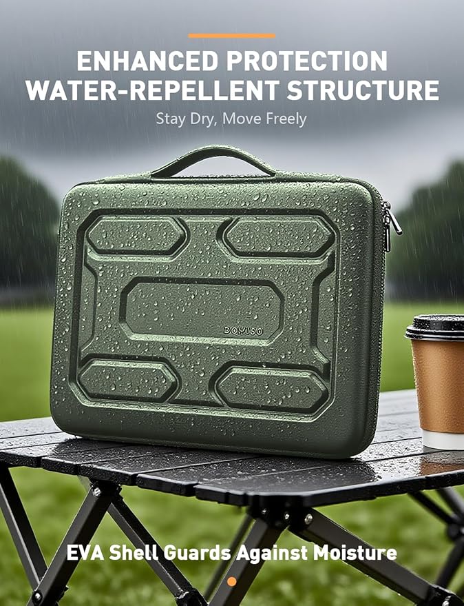 DOMISO 13.3 inch Laptop Sleeve with Handle Shockproof Computer Bag Waterproof EVA Protective Carrying Case for 13-13.3 inch Notebooks/13 MacBook Air/MacBook Pro Retina/Dell XPS 13/HP,Green