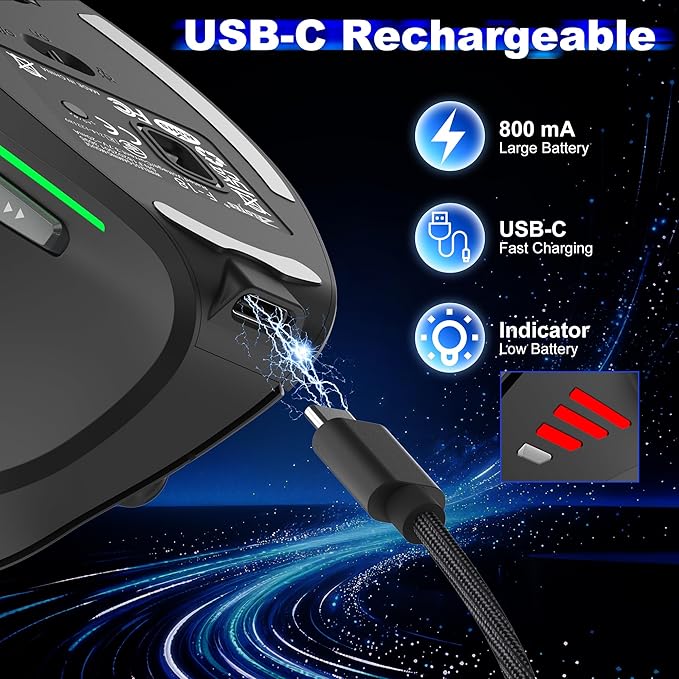TRELC Wireless Gaming Mouse with 5 D Rocker, 24000 DPI/11 Programmable Buttons, Ergonomic Mouse for 2 Devices Connection (BT+2.4GHz), Vertical Rechargeable Mice for PC/Laptop/E-Sports/Gamer (Black)