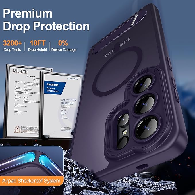 Magnetic for Samsung Galaxy S26 Ultra Case, [Compatible with MagSafe][Full Camera Protection][Built-in Invisible Kickstand] Translucent Matte Phone Case for S26 Ultra 6.9" - Purple