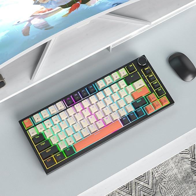 75% Mechanical Gaming Keyboard - Retro Gasket Mount, Hot Swappable, RGB Backlit TKL Custom Keyboard for PC Laptop Windows Gamers (Carbon)
