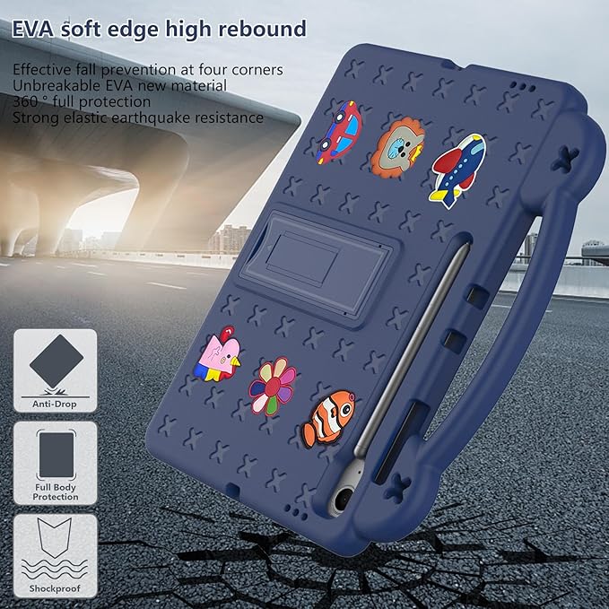 AKABEILA Compatible with Samsung Galaxy Tab S11 X730/X736 2025 11 inch Tablet Case, Kids Friendly Universal Lightweight Shockproof Protective Case with Shoulder Strap & Stand Handle Navy Blue