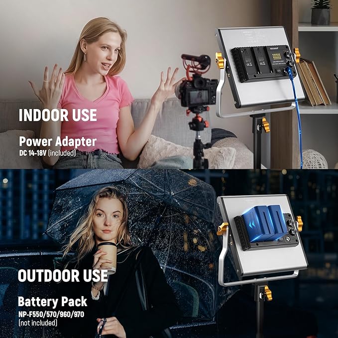 Neewer 2 Packs Dimmable Bi Color 480 LED Video Light Kit, 3200~5600K CRI 96+ LED Panel with U Bracket, 75 inches Tripod Light Stand for YouTube Recording Studio Photography Streaming Key Lighting
