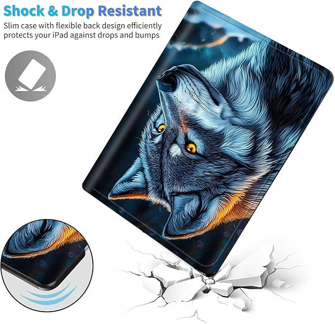 for Amazon Kindle Fire HD 8 & HD 8 Plus(12th/10th Generation, 2024/2022/2020 Release) 8" Tablet Case, Slim Kickstand Stand Leather Smart Cover with Auto Wake/Sleep, Gray Wolf