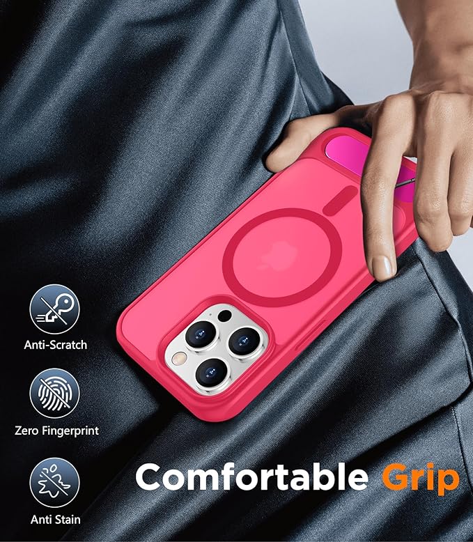 Magnetic Compatible with iPhone 15 Pro Max Case, [Built-in Invisible Kickstand][Compatible with MagSafe][Military Grade Shockproof] Slim Translucent Matte Phone Case for iPhone 15 Pro Max 6.7"
