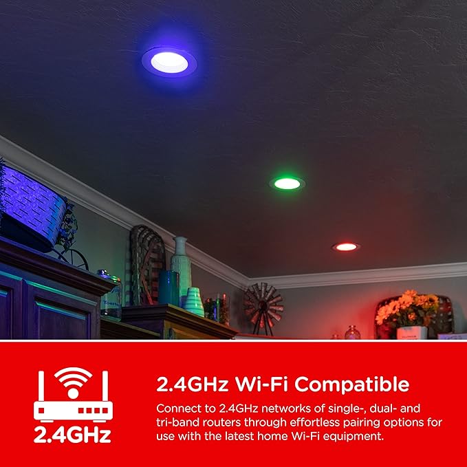UltraPro Wi-Fi LED Smart Light Bulb, BR30, 65W Equivalent, RGB, Color Changing, White Select Tunable 2700K - 6500K, Dimmable, 2.4GHz Router Required, Circadian Rhythm, Easy-to-Use App, 51447