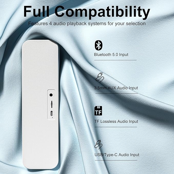 Computer Speaker for Desktop,Rechargeable PC Speaker,Small Computer Soundbar with Stereo & Bass,3.5mm Aux-in,Bluetooth,TF Port,Loud Volume for Web Conferences,Teacher,Music (White)