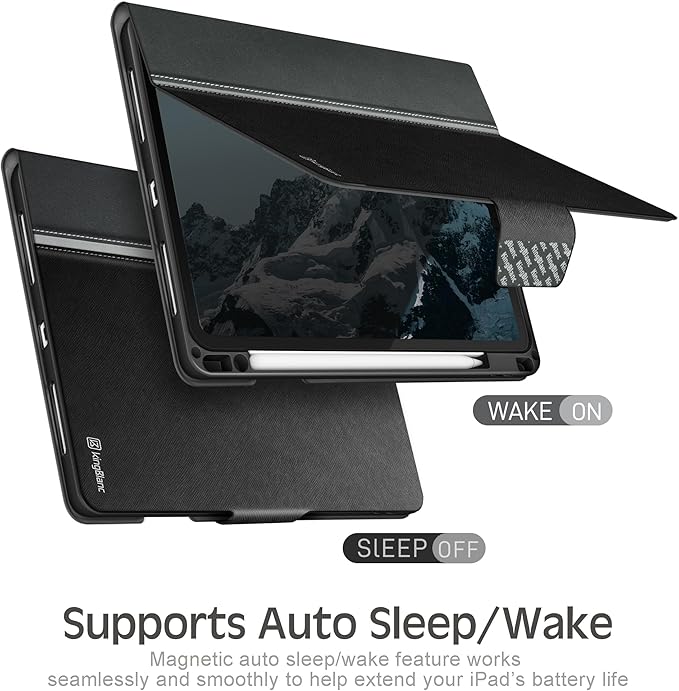 KingBlanc Case for iPad Pro 13-inch (M5 2025, M4 2024) with Pencil Holder, PU Leather Book-Style Cover, Auto Sleep/Wake, Pencil Pro & USB-C Compatible, Multi-Angle Stand for Viewing & Drawing, Black