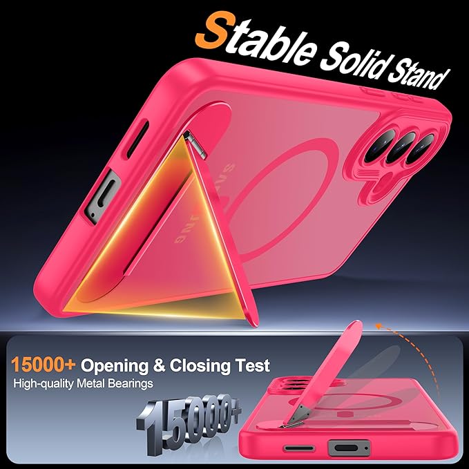 Magnetic for Samsung Galaxy S26+ Plus Case, [Compatible with MagSafe][Full Camera Protection][Built-in Invisible Kickstand] Translucent Matte Phone Case for S26 Plus 6.7" - Hot Pink