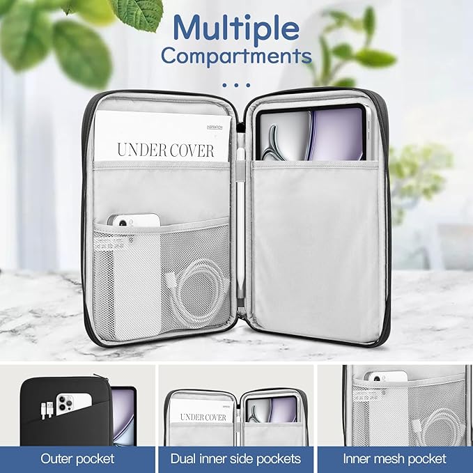 Dadanism 13 Inch Tablet Sleeve Bag Carrying Case for iPad Pro 13" M5/M4 2025/2024, iPad Air 13" M4/M3 2026/2025, iPad Pro 12.9", Galaxy Tab S10+/S9 FE+/S9+ 12.4", Remarkable Paper Pro 11.8", Black