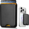 Stronger Magnetic Wallet for iPhone 17/16/15/14/13/12 Series & for MagSafe-compatible Cases, Slim Leather Magnetic Card Holder with RFID Blocking, N52 Magnet Phone Wallet, Fit 3 Cards, Black