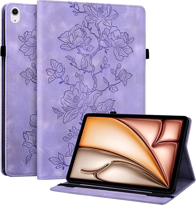 Case for iPad Air 13 Inch M4/M3/M2(2026/2025/2024), iPad Pro 12.9 inch 6th/5th/4th/3rd Gen, Auto Wake/Sleep Slim PU Leather Folio Cover with Multi-Angle Stand and Pen Holder, Purple