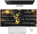 Large Gaming Mouse Pad (31.5" x 15.8")- Inspirational Quotes for a New Beginning Gold Butterflies, Extra XXL Office Accessories, Premium Stitched Anti-Slip Office Desk Mat
