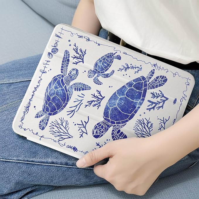MrARTIST for for iPad Pro 11 Inch Case (M5/M4) 2025/2024 6th/5th Generation Case Cute for Women Girls Girly Kawaii Aesthetic Design for Apple Tablet Cover with Pencil Holder, Turtles