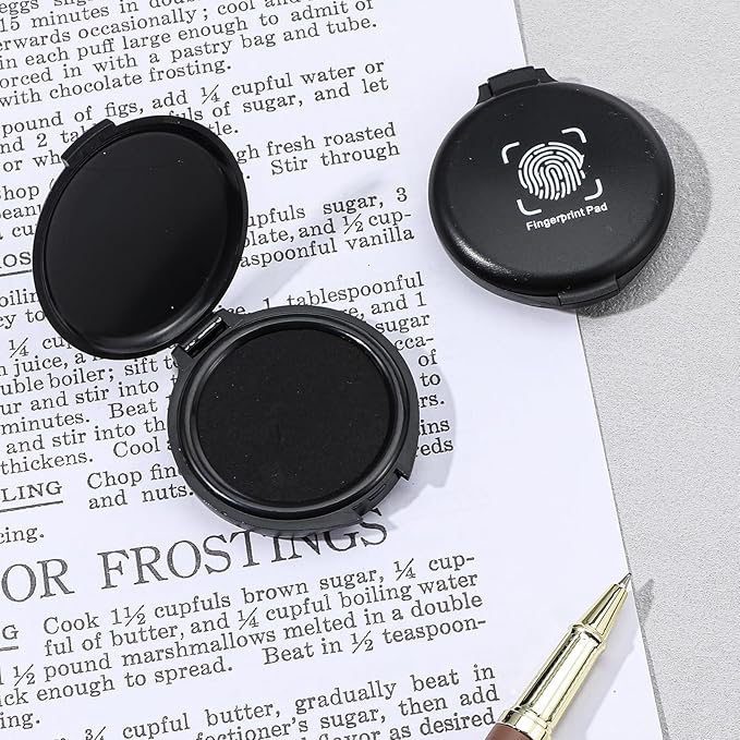 24PCS Fingerprint Thumbprint Ink Pads, Mini Black Water-Based Ink Stamp Pads for Notary Supplies, Office, ID Security, Law Enforcement, Fingerprint Cards, Home Use Office use
