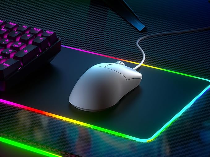 HK GAMING Mira XM1 Ultra Lightweight Gaming Mouse | 58 Grams | max 16000 cpi | 1kHz USB Wired | 6 Buttons | Anti Slip Grips (White)