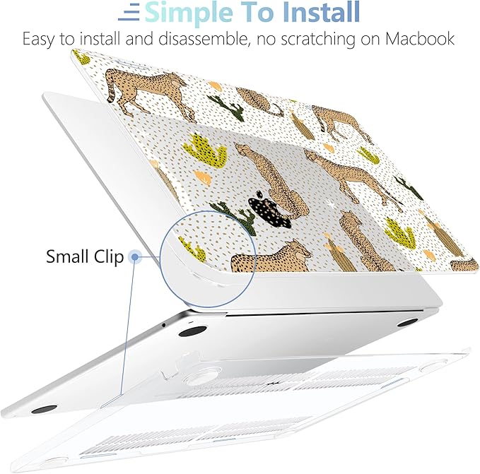 MEEgoodo Case for M5/M4/M3/M2 MacBook Air 15 inch Case 2026 2025 2024 2023, Laptop Shell Fit Model (A3448/A3241/A3114/A2941) for MacBook Air 15.3-inch, Leopard & Cactus