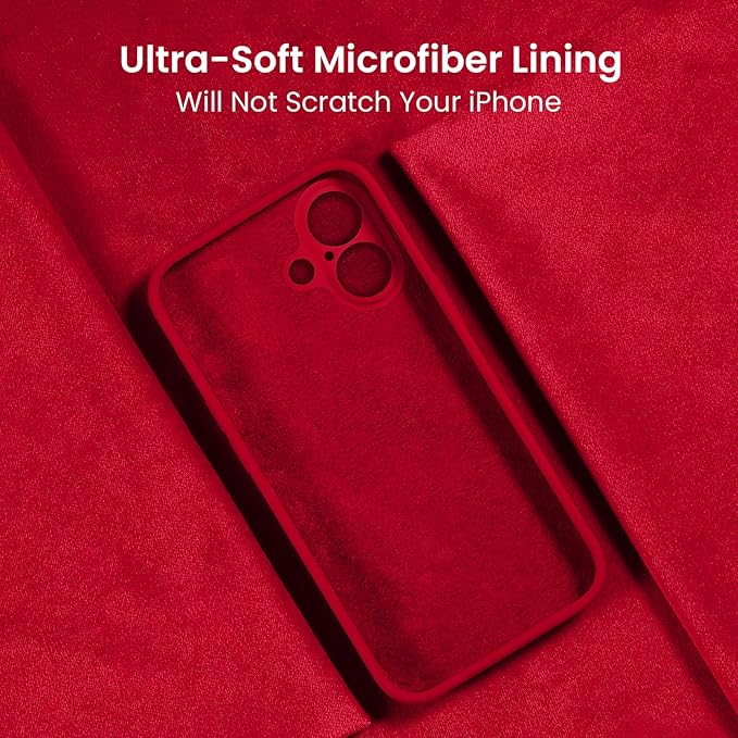 FireNova Designed for iPhone 16 Case, Silicone Upgraded [Camera Protection] Phone Case, Soft Anti-Scratch Microfiber Lining Inside, 6.1 inch, Deep Red