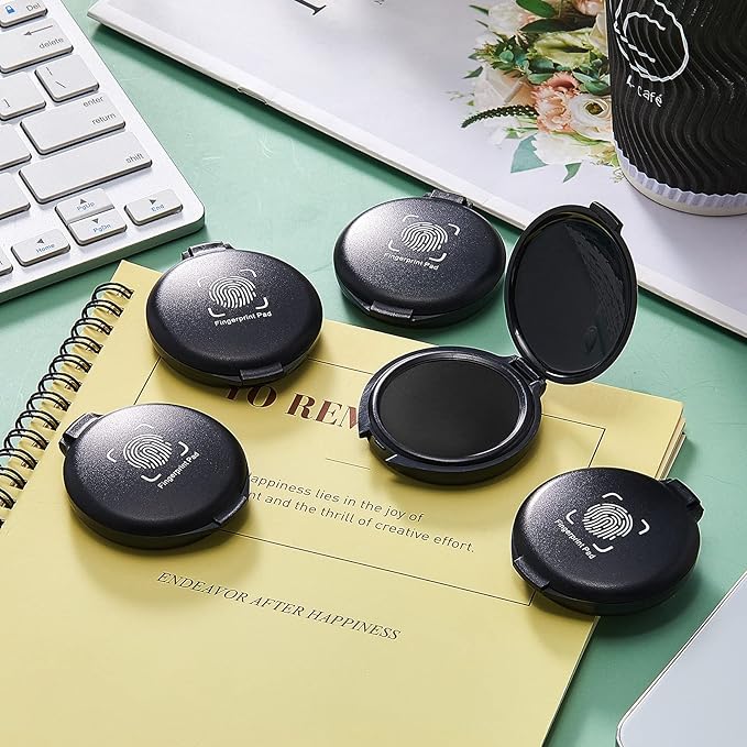 5 Pieces Fingerprint Ink Pads Thumbprint Ink Pads Black Stamp for Office Notary Supplies Identification Notary Security ID Fingerprint Cards Law Enforcement Kit