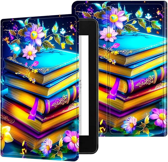 for Case for 6" Kindle 10th Generation 2019 Release (Model No J9G29R) E-Reader Case, Slim Kickstand Stand Leather Smart Cover with Auto Wake/Sleep, Blue Book Flower