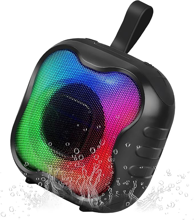 Shower Bluetooth Speaker, IPX6 Waterproof Portable Speaker with Loud HD Sound RGB Lights for Home, Beaches Portable Wireless Outdoor Speakers