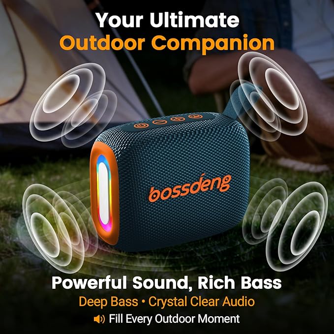 Portable Waterproof Bluetooth Speaker IPX5 for Outdoor,HD Sound All-Day Playtime, BT5.3,Wireless Speakers with Lights, Essentials for Beach/Party/Camping,Gifts for Men Women Boys Girls-Blue