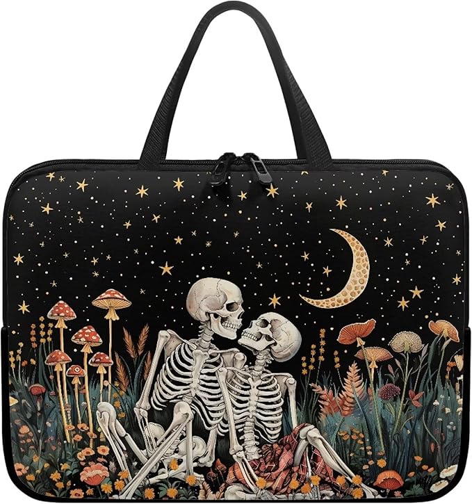 Starry Night Laptop Sleeve Bag with Handle Computer Protective Soft Cover Case for Women Men Skeleton Floral Compatible Sleeve Bag Laptop Carrying Case, 13 Inch