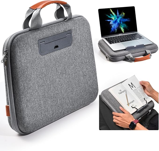 Hard Laptop Case 14 Inch for HP Dell Lenovo ASUS Acer - 2 in 1 Laptop Sleeve & Lap Desk with Stopper and Book Clip - Shockproof Waterproof 15.3 MacBook Air M4 M3 Case - Gray