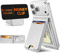 For Magsafe Wallet with Money Clip, Strongest Magnetic Wallet for iPhone 17/16/15/14/13/12 Series, Adjustable Stand, ID Window, 5 Card Holder, RFID Blocking, Not for 13/12 Mini, Black, Light Gray
