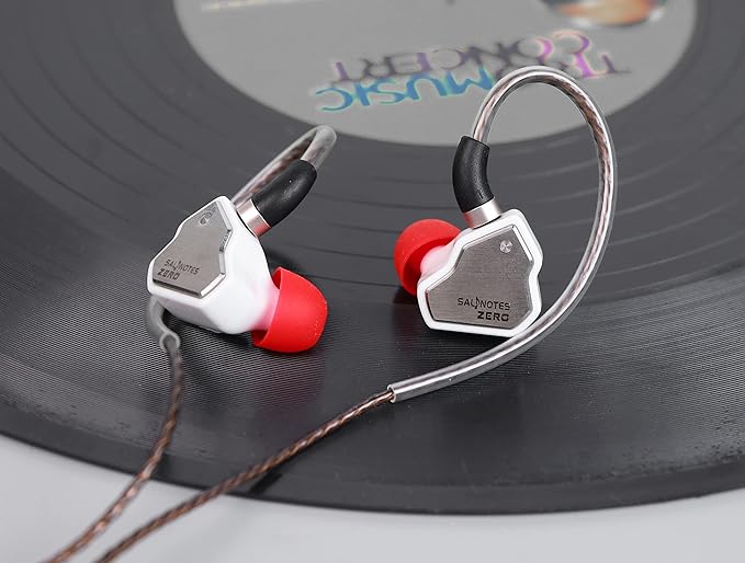 Linsoul 7Hz Salnotes Zero HiFi 10mm Dynamic Driver in-Ear Earphone IEM with Metal Composite Diaphragm Stainless Steel Faceplate Detachable 2Pin OFC Cable (White, Without Mic)