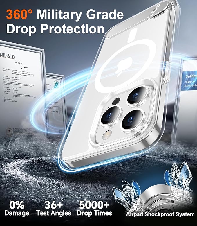 Magnetic Compatible with iPhone 15 Pro Max Case, [Built-in Invisible Kickstand][Compatible with MagSafe] [Military Grade Shockproof] Slim Thin Phone Case for iPhone 15 Pro Max 6.7"
