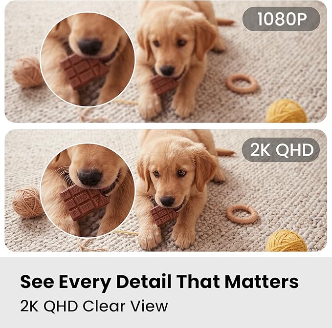 2 Pack Indoor Camera for Pet & Baby Monitoring, 2K Clear View, Motion Alerts & Night Vision, 2-Way Audio, Easy Setup Home Security Cam, Alexa & Google Home Compatible, 2.4G Wi-Fi only
