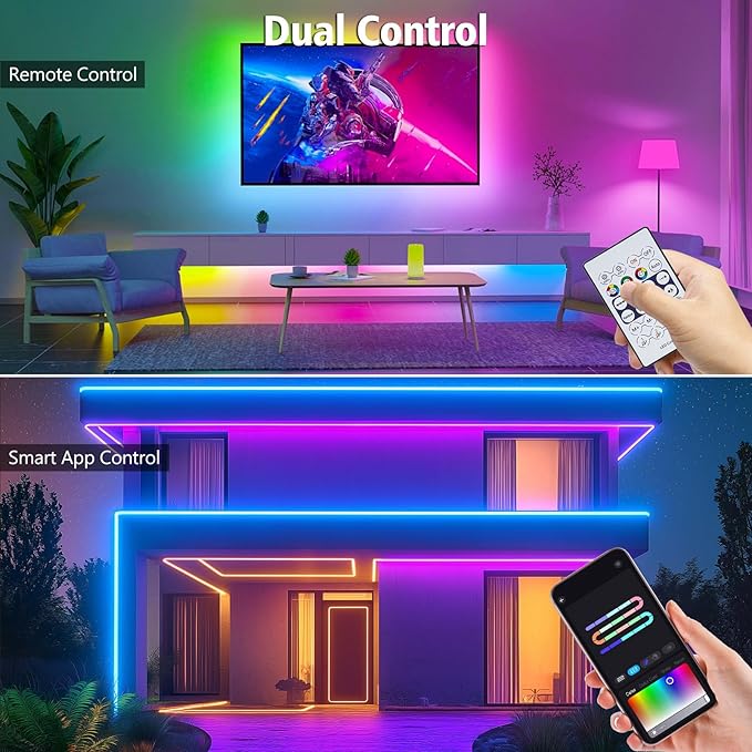 32.8Ft LED Neon Rope Lights, RGB Built in Chip Neon Strip Lights with Remote APP Control, Music Sync 24V IP68 Waterproof Led Neon Lights for Bedroom Outdoor Gaming Room