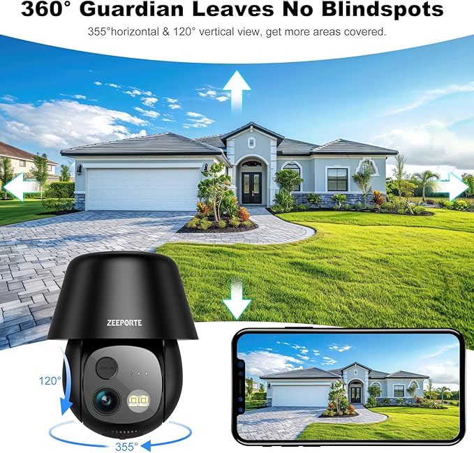4G LTE Cellular Solar Security Cameras Wireless Outdoor, No WiFi Ultra Solar Panel Camera, 24/7 Recording, 2K Color Night Vision, 360°Pan Tilt, 2-Way Audio, AI Motion Detection, Built in SIM Card