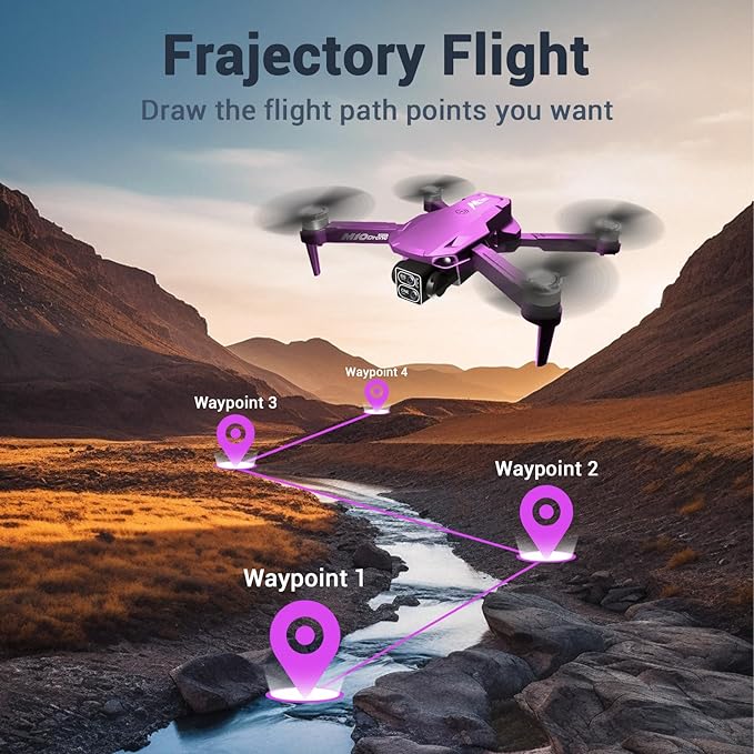 Drones with Camera for Adults 2k One-Key Take Off/Landing FPV RC Drone with Camera for Beginners Headless Mode, 3 Speeds, 360° Flip, 2 Batteries Mini Drone for Adults Purple