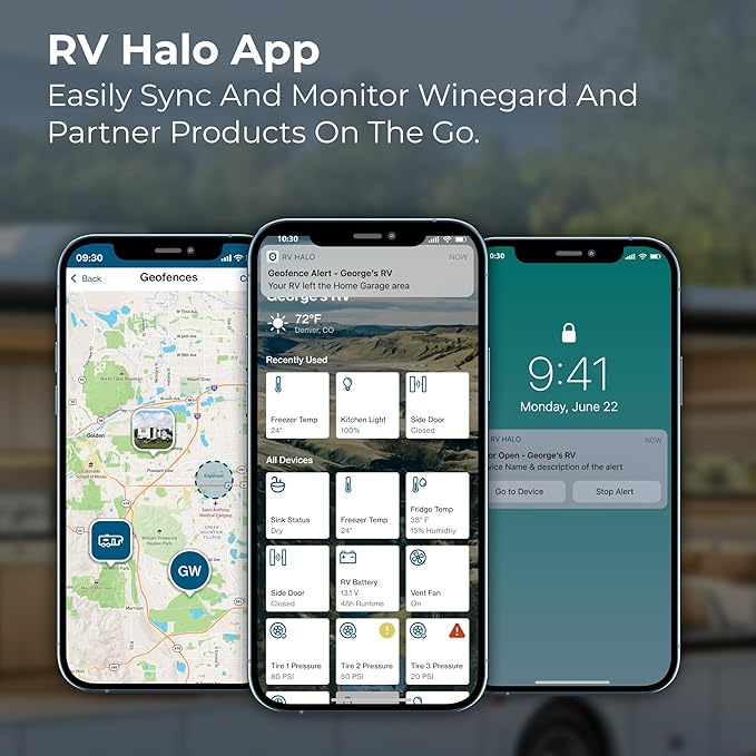 Winegard HS‑TMP1 Temperature & Humidity Sensor - Smart RV Halo Indoor Climate Monitor - Bluetooth - Battery Powered Sensor - White