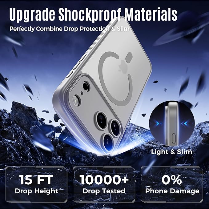 Symcele Designed for iPhone 17 Pro Max Case, Compatible with MagSafe, [Camera Protection] [15FT Military Drop Protection] Shockproof Translucent Matte Anti-Slip Phone Case, 6.9", Natural Titanium
