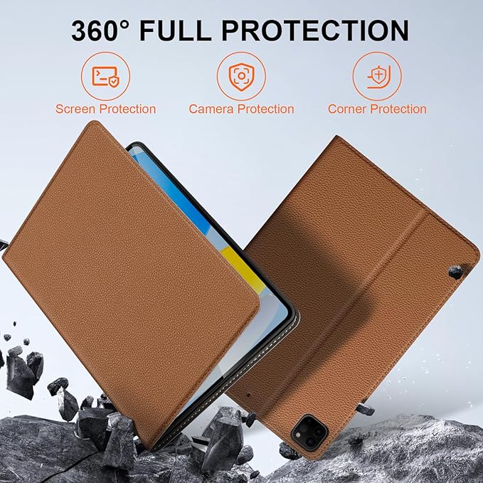 for iPad Pro 11 inch Case 4th/3rd/2nd/1st Gen (2022-2018), Slim [Leather Feel] Protective Cover, Multi-Angle Stand & Auto Sleep/Wake Smart Folio, Brown