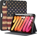Supveco Case for iPad mini 7 (A17 Pro) 2024/iPad Mini 6 2021 8.3 Inch with Pencil Holder-[Auto Wake/Sleep],Slim Protective Case with Soft TPU Back Cover for iPad mini 7th/6th Generation-Flag