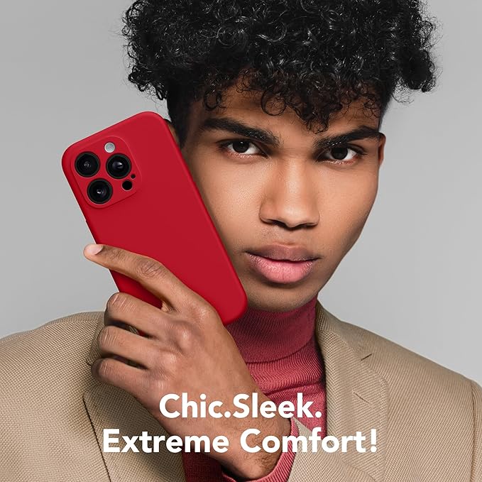 Magnetic for iPhone 13 Pro Case, Compatible with MagSafe, [Full Camera Protection][Screen Protector] Silicone Shockproof Protective Phone Case for iPhone 13 Pro 6.1", Deep Red