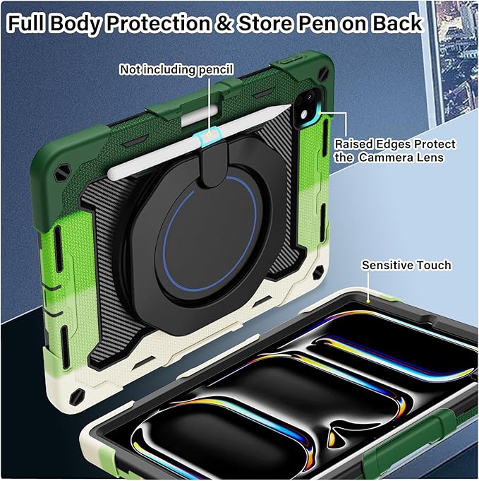 ROISKIN for iPad Pro 11 inch Case (M5/M4 (2025/2024)), Pro 11'' 6th/5th Gen -with HD Screen Protector, 360 Kickstand/Handle, Shoulder Strap, Pen Holder, Heavy Duty Military Grade - Kids Friendly