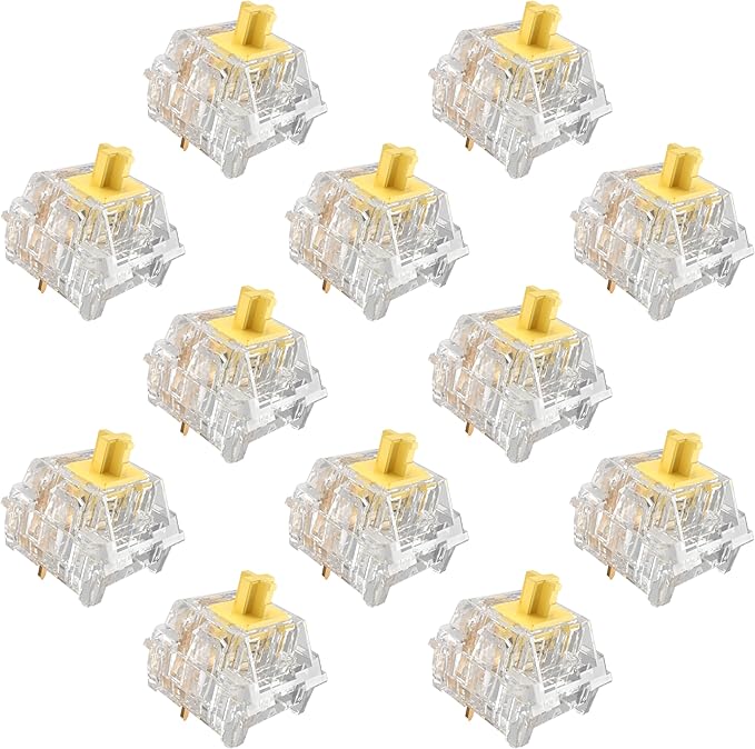 Zhouwang Crystal Yellow Switch Mechanical Keyboard Replacement,3 Pin Linear/Accurate Typing/Dustproof/RGB Transparent Gaming Keyboard Switches(108Pcs)