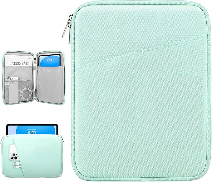Dadanism 9-11 Inch Tablet Sleeve Bag Carrying Case for iPad 10.2 2021-2019, iPad Pro 11 2022-2018, iPad Air 5th/4th 10.9, iPad 10th Gen 10.9 2022, Galaxy Tab A8 S8 S6 Lite, Mint Green