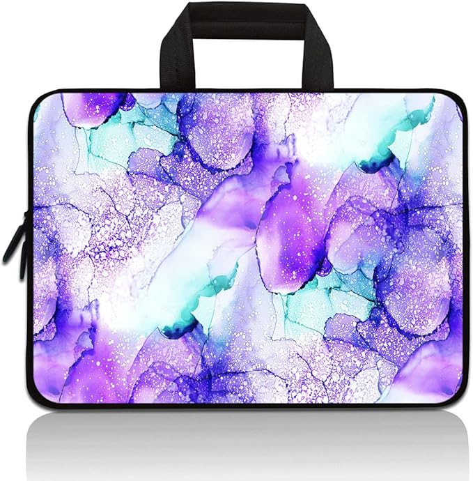 Universal 7-9 inch Kids Tablet Sleeve Case Bag, Shock-Proof Neoprene Zipper Handle Pouch Portable Case Bag Compatible with 7" 8" 8.5" 8.9" 9" Apple iPad mini, Samsung, HP (Purple Marble)