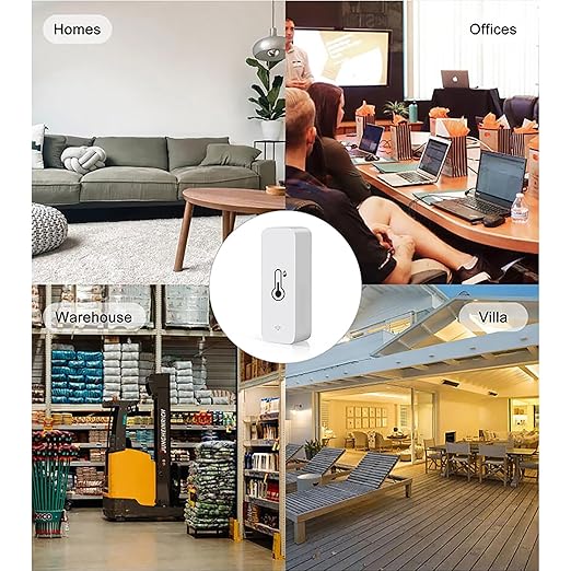 Tuya Smart Wireless Battery Powered Humidity and Temperature Sensor, Free Data Storage Export, Long-Lasting for Home/Basement/Baby Room, Alexa Compatible, Real-Time Alerts via App (2 Pack)