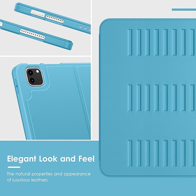 VIKESI Case for iPad Pro 12.9 6th / 5th / 4th / 3rd Generation Case 2022/2021/2020/2018,Multiple Angles Magnetic Stand Cover,Shockproof Soft Back,Pencil Holder,and Auto Sleep/Wake,Sky Blue