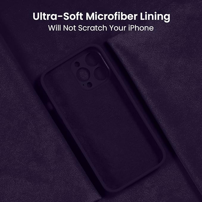 FireNova for iPhone 14 Pro Case, Silicone Upgraded [Camera Protection] Phone Case with [2 Screen Protectors], Soft Anti-Scratch Microfiber Lining Inside, 6.1 inch, Purple