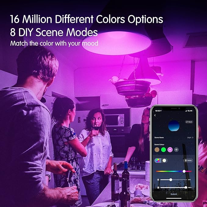 DAYBETTER Smart Light Bulbs, Alexa Light Bulb, WiFi Light Bulbs, RGBCW Color Changing Light Bulb A19 9W 800LM, Smart Bulbs that Work with Alexa & Google Assistant, Music Sync, No Hub Required, 6 Pack